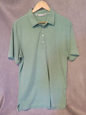 Travis Mathew Men's Green L Polo Shirt Short Sleeve Collared Solid Casual